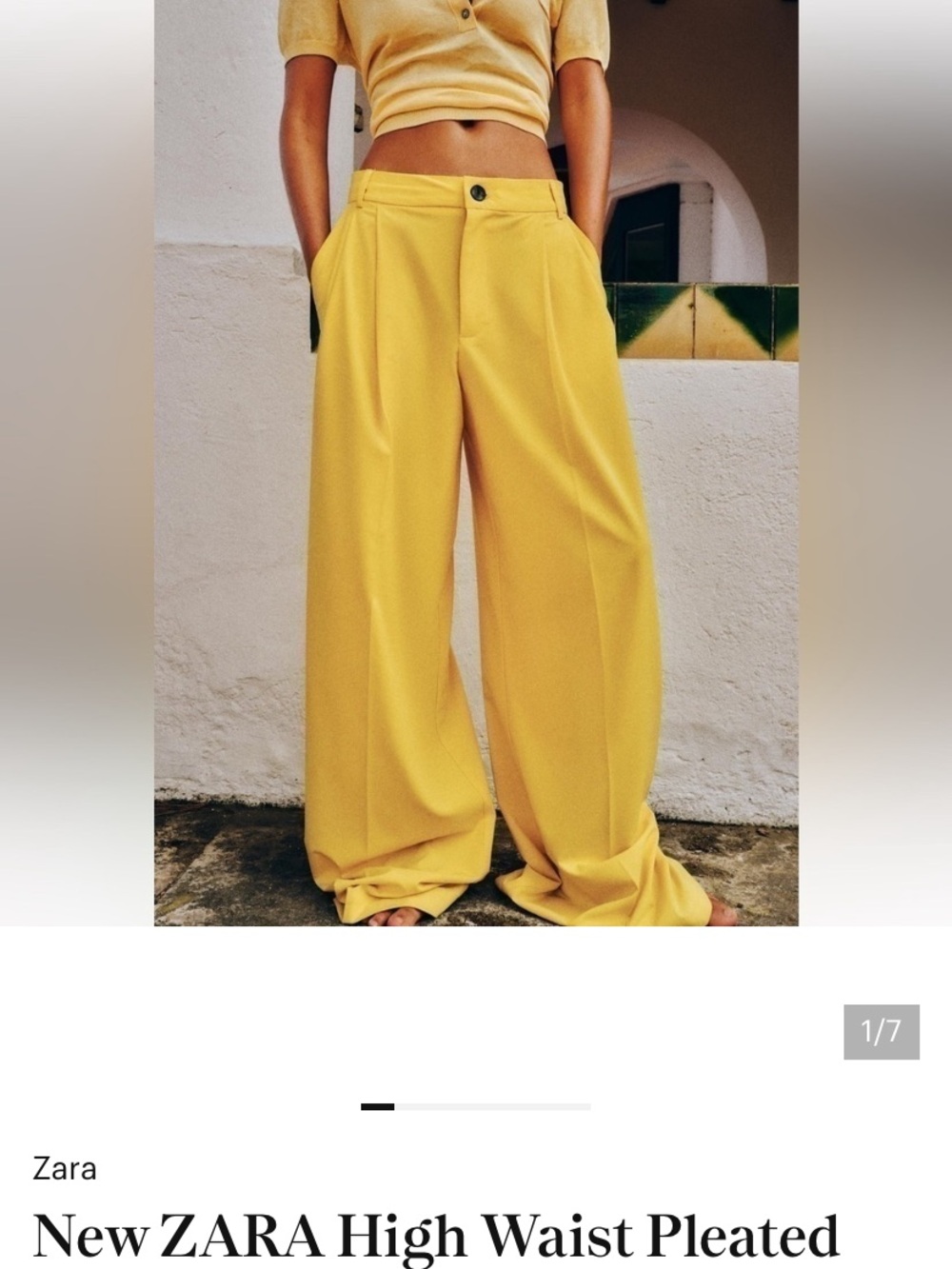 Zara Wide-Leg Pants Gold Yellow Mustard Bloggers Relaxed Fit XS NWT - Picture 15 of 15